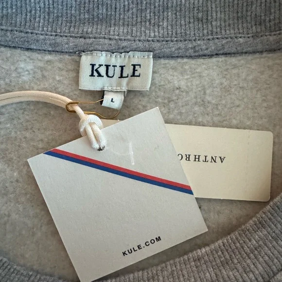 Anthropologie KULE The Oversized All Over Heart Sweatshirt Grey Pink Size Large - Picture 10 of 13